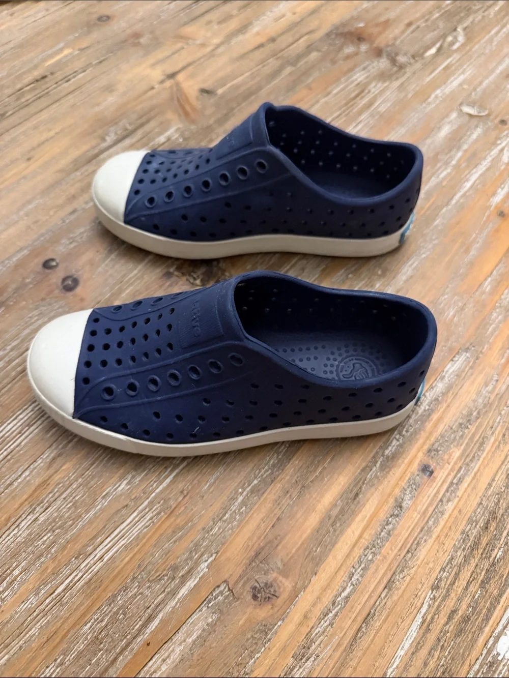 Native Kids Water Shoe Slip-On in Navy and White